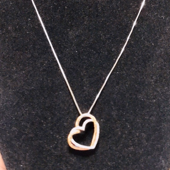 NWOT 10 KT ROSE GOLD .16CTW DIAMOND  AND STERLING SILVER NECKLACE - Picture 3 of 16